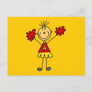 Strichmännchen Cheerleader - Rot und Gold Postkarte