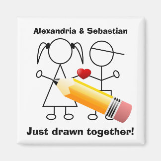 Strichmännchen Couple with Heart Gezeichnet Magnet