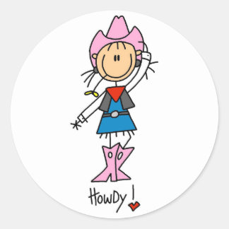 Strichmännchen Cowgirl in Pink Hat/Boots Sticker