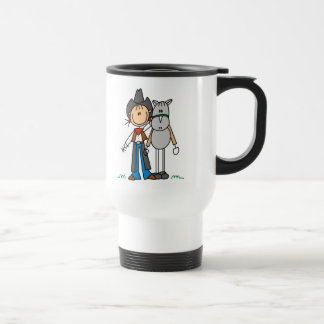 Strichmännchen-Cowgirl mit der PferdeTasse Reisebecher