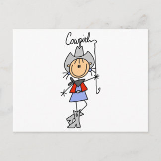 Strichmännchen Cowgirl mit Lasso Postkarte