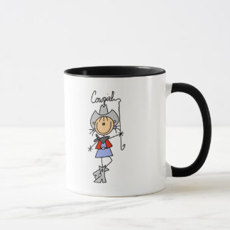 Strichmännchen-Cowgirl mit Lasso Tasse