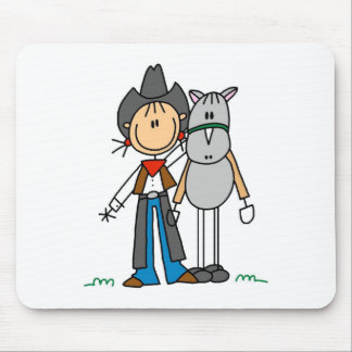 Strichmännchen-Cowgirl mit Pferd Mousepad