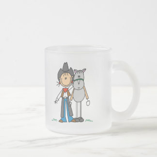 Strichmännchen-Cowgirl mit Pferdet-shirts Mattglastasse
