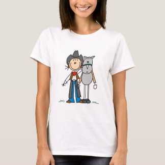 Strichmännchen-Cowgirl mit Pferdet-shirts T-Shirt