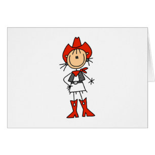 Strichmännchen Cowgirl Red Hat and Boots Cards