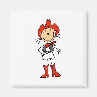 Strichmännchen Cowgirl Red Hat and Boots Magnet