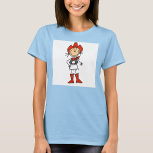 Strichmännchen Cowgirl Red Hat and Boots T - Shirt