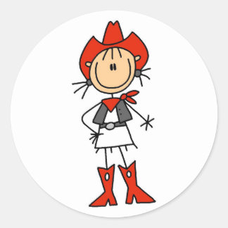 Strichmännchen Cowgirl Red Hat und Boots Stickers
