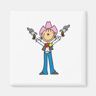 Strichmännchen Cowgirl Sheriff Magnet