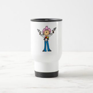 Strichmännchen-Cowgirl-Sheriff-T-Shirts Reisebecher