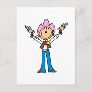 Strichmännchen Cowgirl Sheriff Tshirts Postkarte