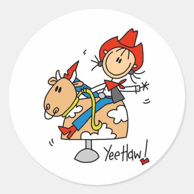 Strichmännchen Cowgirl Yee Haw Stickers (Vorderseite)