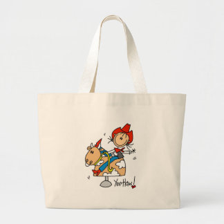 Strichmännchen-Cowgirl Yee Haw-Tasche Jumbo Stoffbeutel