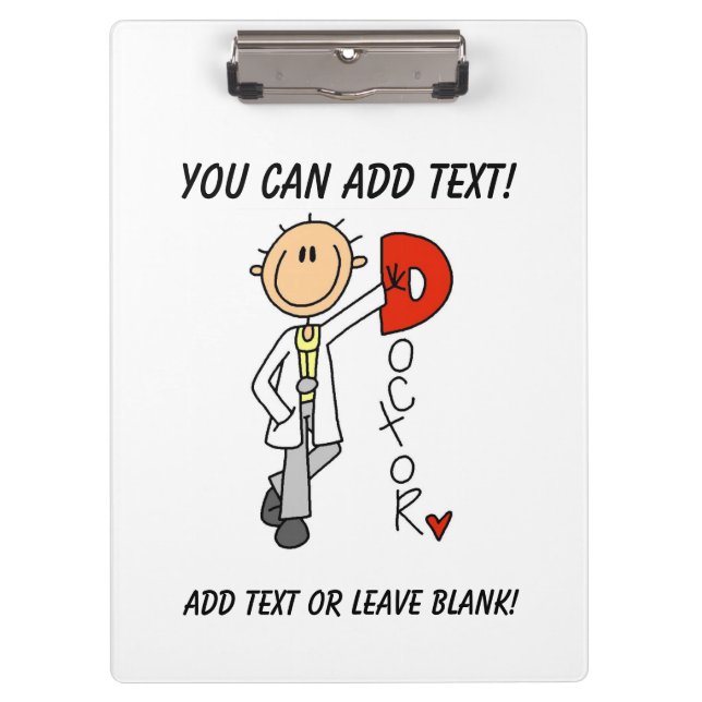 Strichmännchen D ist für Doktor Clipboard Klemmbrett (Vorderseite)