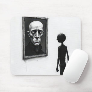 Strichmännchen, das ein Porträt eines kahlen Manne Mousepad