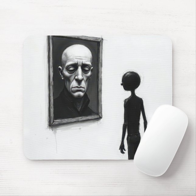 Strichmännchen, das ein Porträt eines kahlen Manne Mousepad (Mit Mouse)