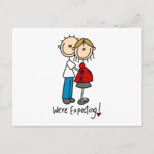 Strichmännchen, das wir erwarten ankündigungspostkarte