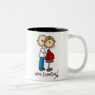 Strichmännchen, das wir erwarten zweifarbige tasse