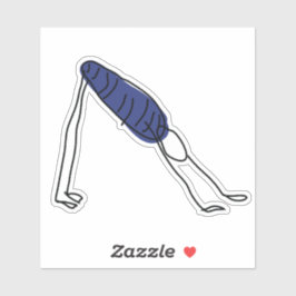 Strichmännchen, das Yoga vor dem Hund praktiziert Aufkleber