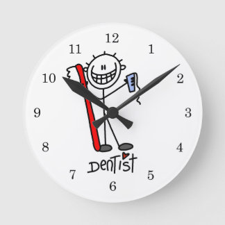 Strichmännchen Dentist Runde Wanduhr