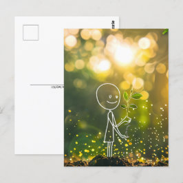 Strichmännchen der Weißen Linie, Postüberquerung Postkarte