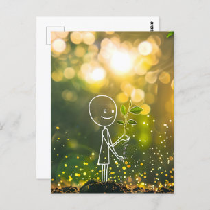 Strichmännchen der Weißen Linie, Postüberquerung Postkarte