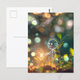 Strichmännchen der Weißen Linie, Postüberquerung Postkarte