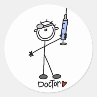 Strichmännchen Doctor Runder Aufkleber