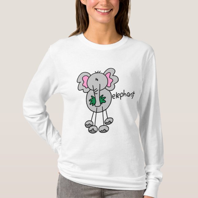 Strichmännchen-Elefant-T-Shirts und Geschenke T-Shirt (Vorderseite)