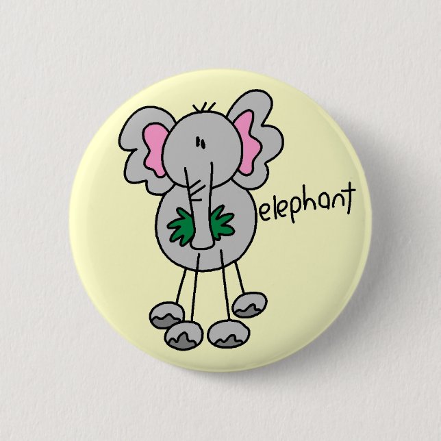 Strichmännchen-Elefanten-T-Shirts und Geschenke Button (Vorderseite)
