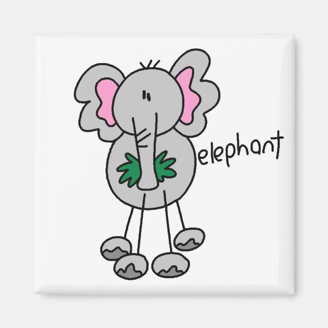 Strichmännchen Elephant Tshirts und Geschenke Magnet (Vorne)