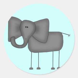 Strichmännchen Elephant Tshirts und Geschenke Runder Aufkleber