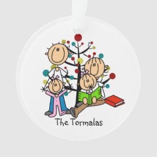 Strichmännchen Eltern, 2 Girls Holiday Ornament