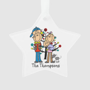 Strichmännchen Eltern, Junge, Baby, Katze Ornament