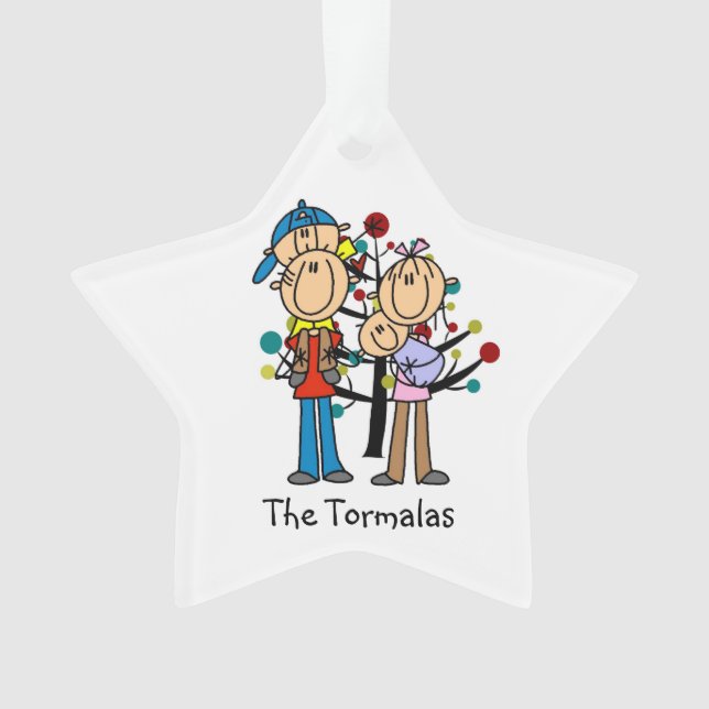 Strichmännchen Eltern, Junge, Baby-Ornament Ornament (Vorderseite)