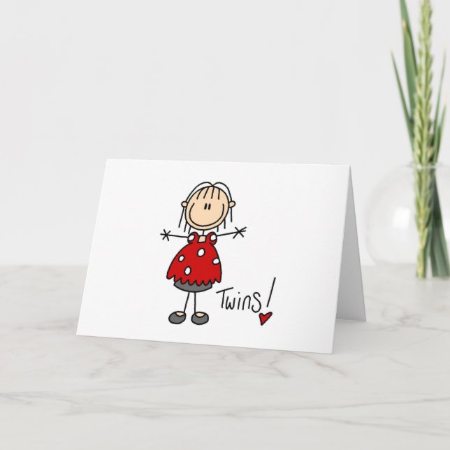 Strichmännchen erwartet Twins Ankündigung (Vorderseite)