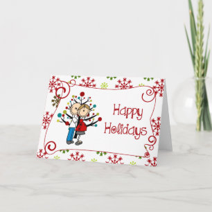Strichmännchen-erwartungsvoller Feiertagskarte