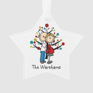 Strichmännchen Expectant Couple Holiday Ornament