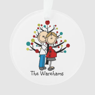 Strichmännchen Expectant Couple Holiday Ornament