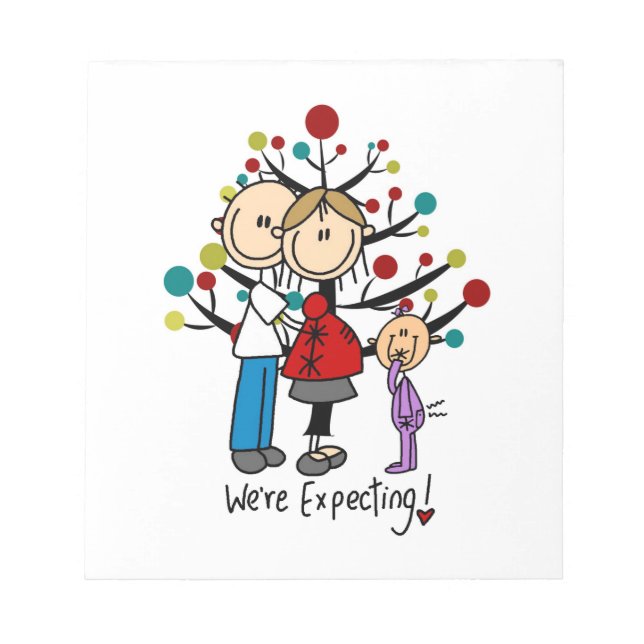 Strichmännchen Expectant Elternmädchen Notizblock (Vorderseite)