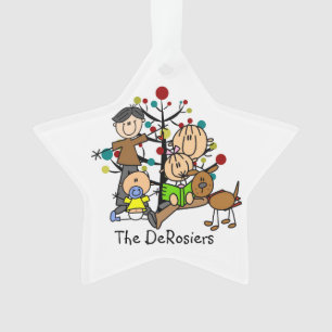 Strichmännchen-Familie mit Hundeacryl-Verzierung Ornament