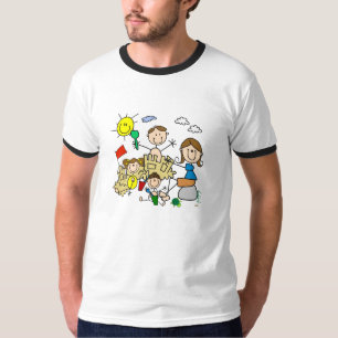 Strichmännchen-Familie Strandspaß T-Shirt