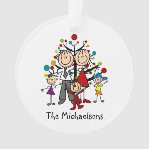 Strichmännchen-Familie von 5 Acrylschmuck Ornament