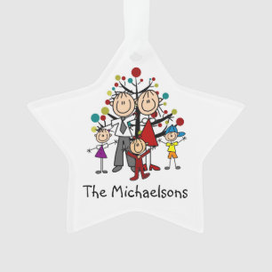 Strichmännchen-Familie von 5 Acrylschmuck Ornament