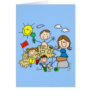 Strichmännchen-Familien-Strand-Spaß