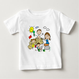 Strichmännchen-Familien-Strand-Spaß Baby T-shirt