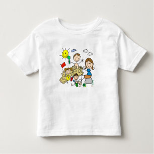 Strichmännchen-Familien-Strand-Spaß Kleinkind T-shirt