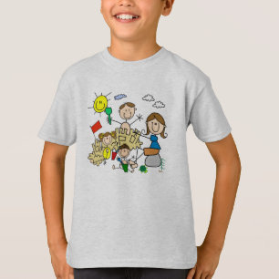 Strichmännchen-Familien-Strand-Spaß T-Shirt