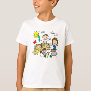Strichmännchen-Familien-Strand-Spaß T-Shirt